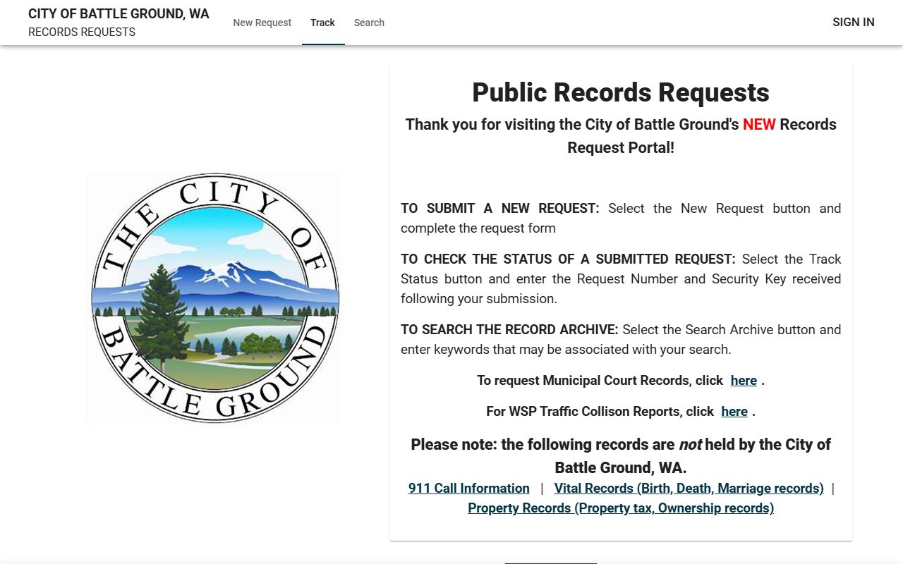 Battle Ground people search JustFOIA portal