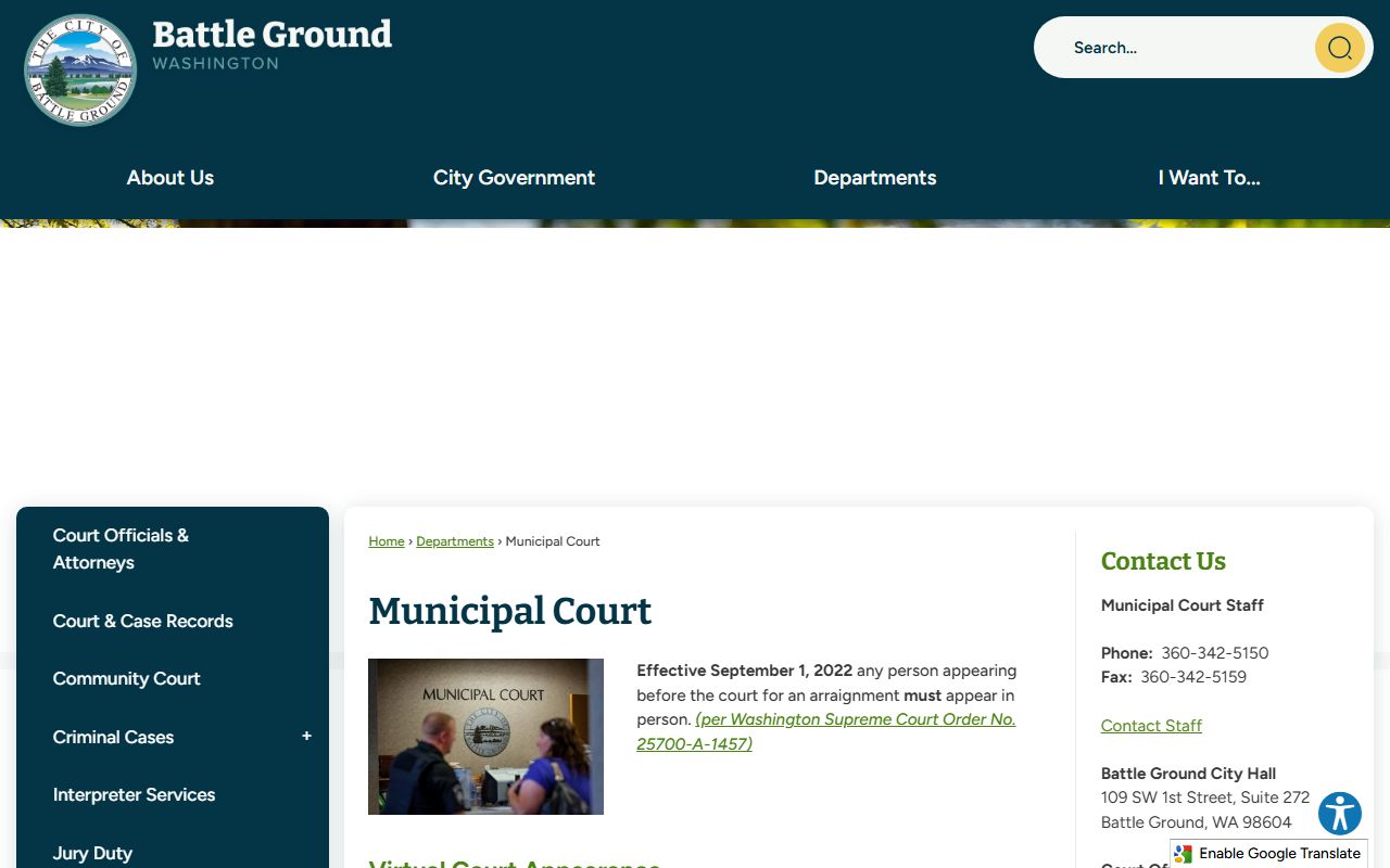 Battle Ground people search municipal court page