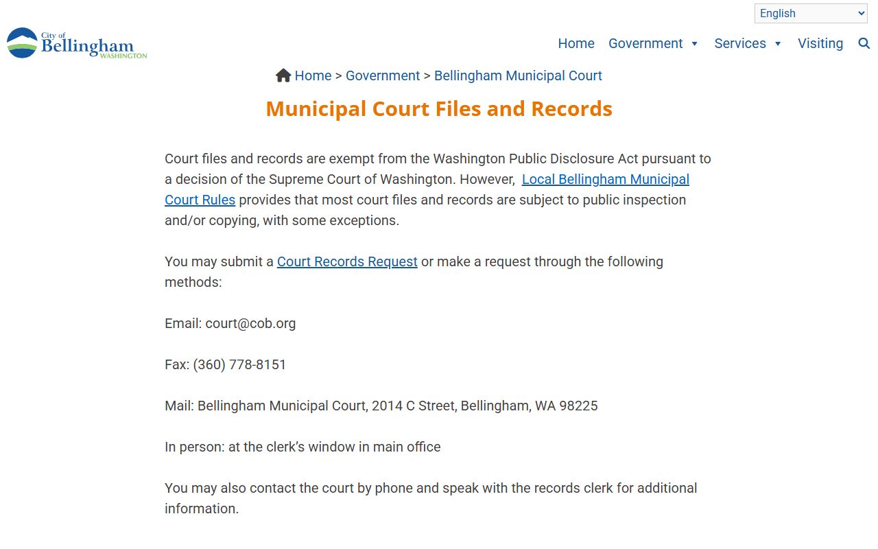 Bellingham people search municipal court records