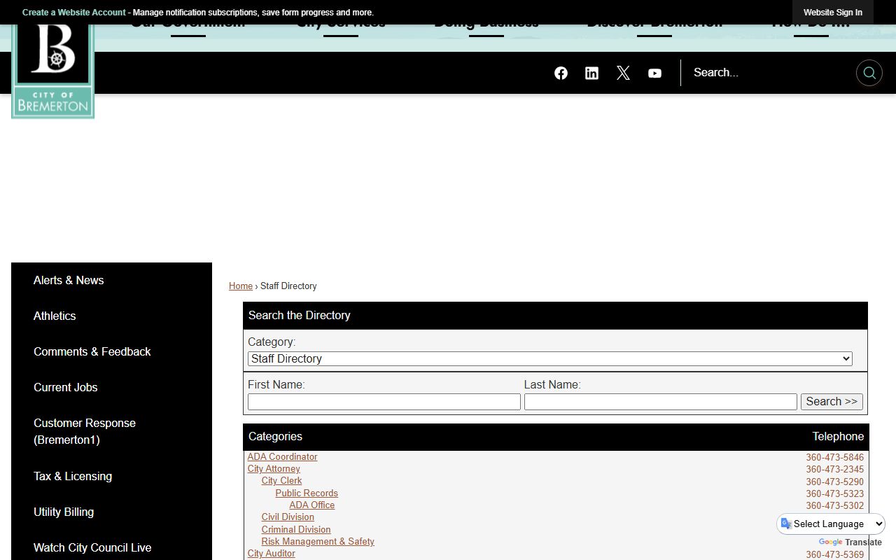 Bremerton people search city directory page