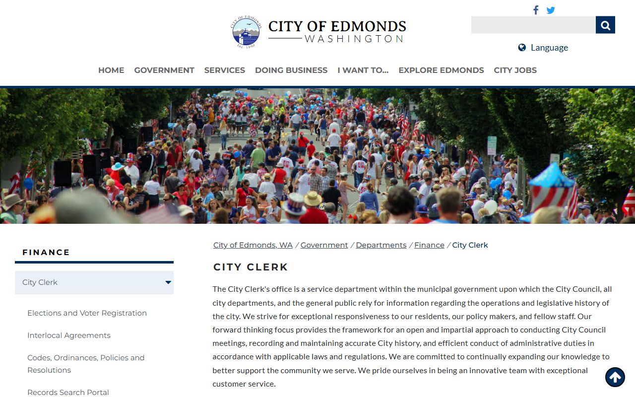Edmonds people search city clerk page
