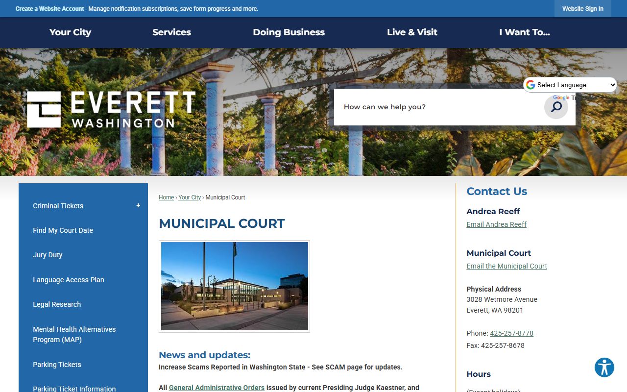Everett people search municipal court page