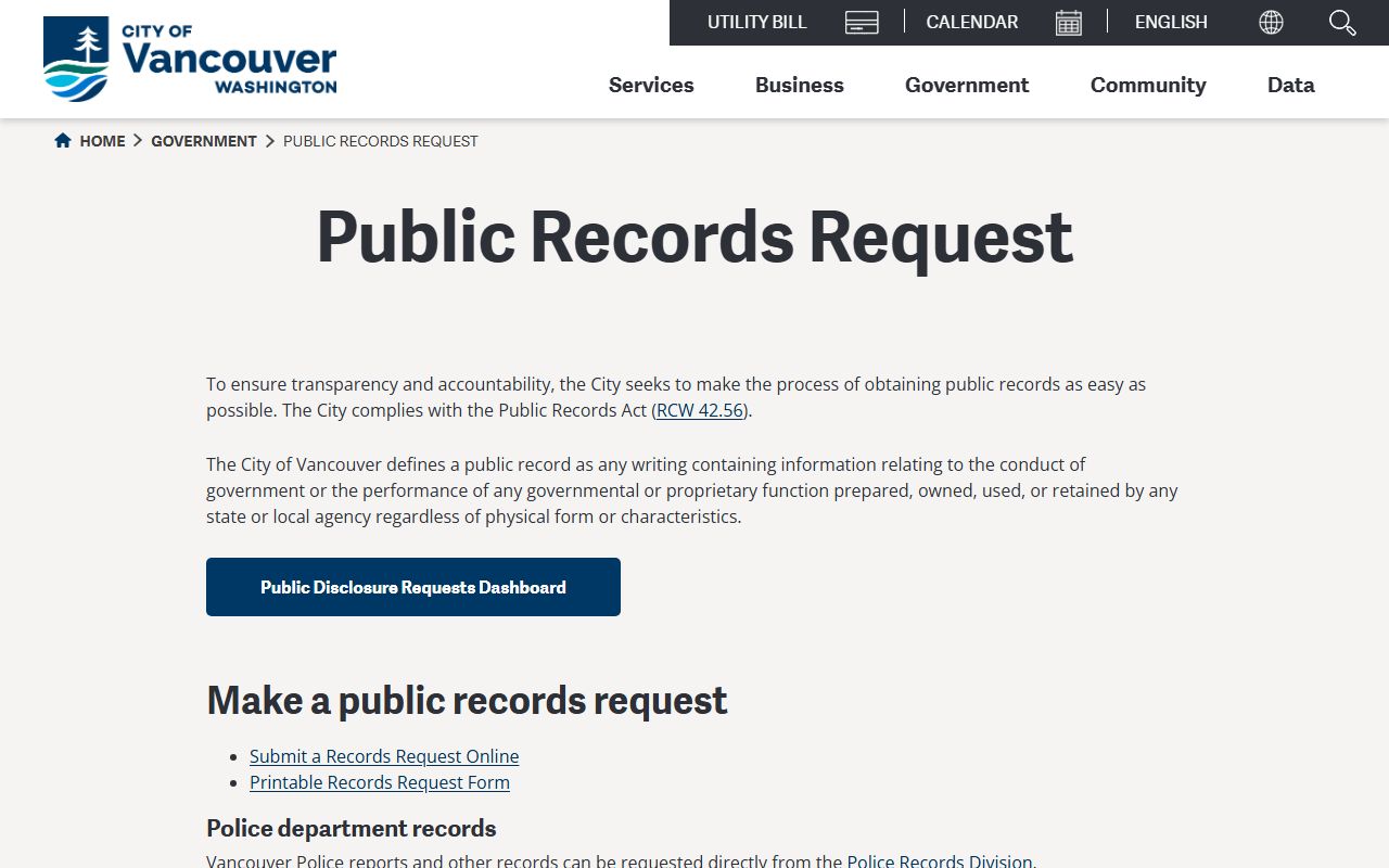 Vancouver people search public records request portal