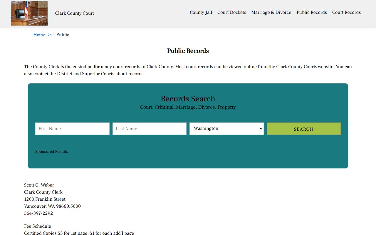 Clark County people search public records fees