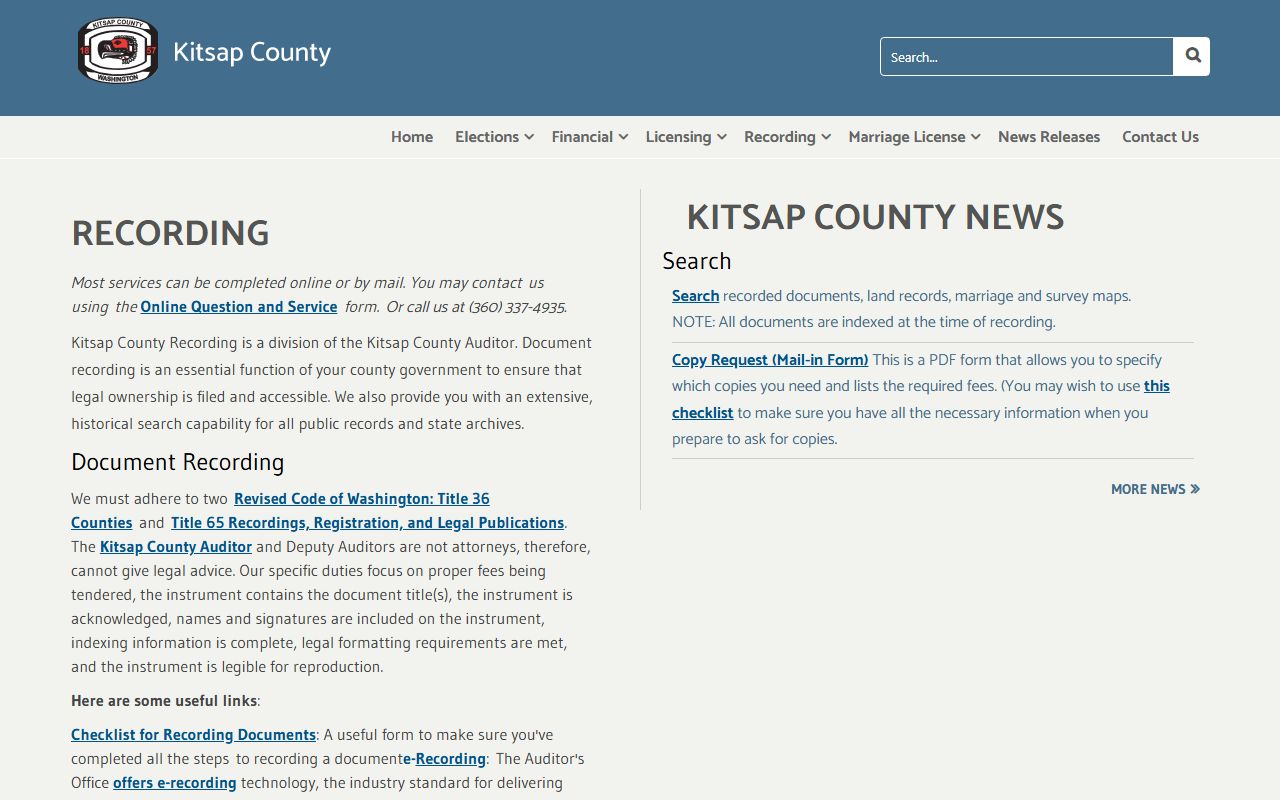 Kitsap County people search Auditor Recording Division