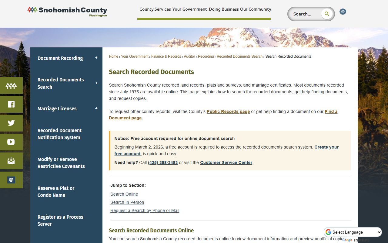 Snohomish County people search recorded documents