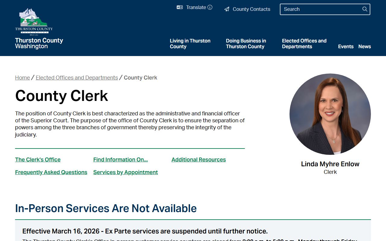 Thurston County people search via Clerk homepage