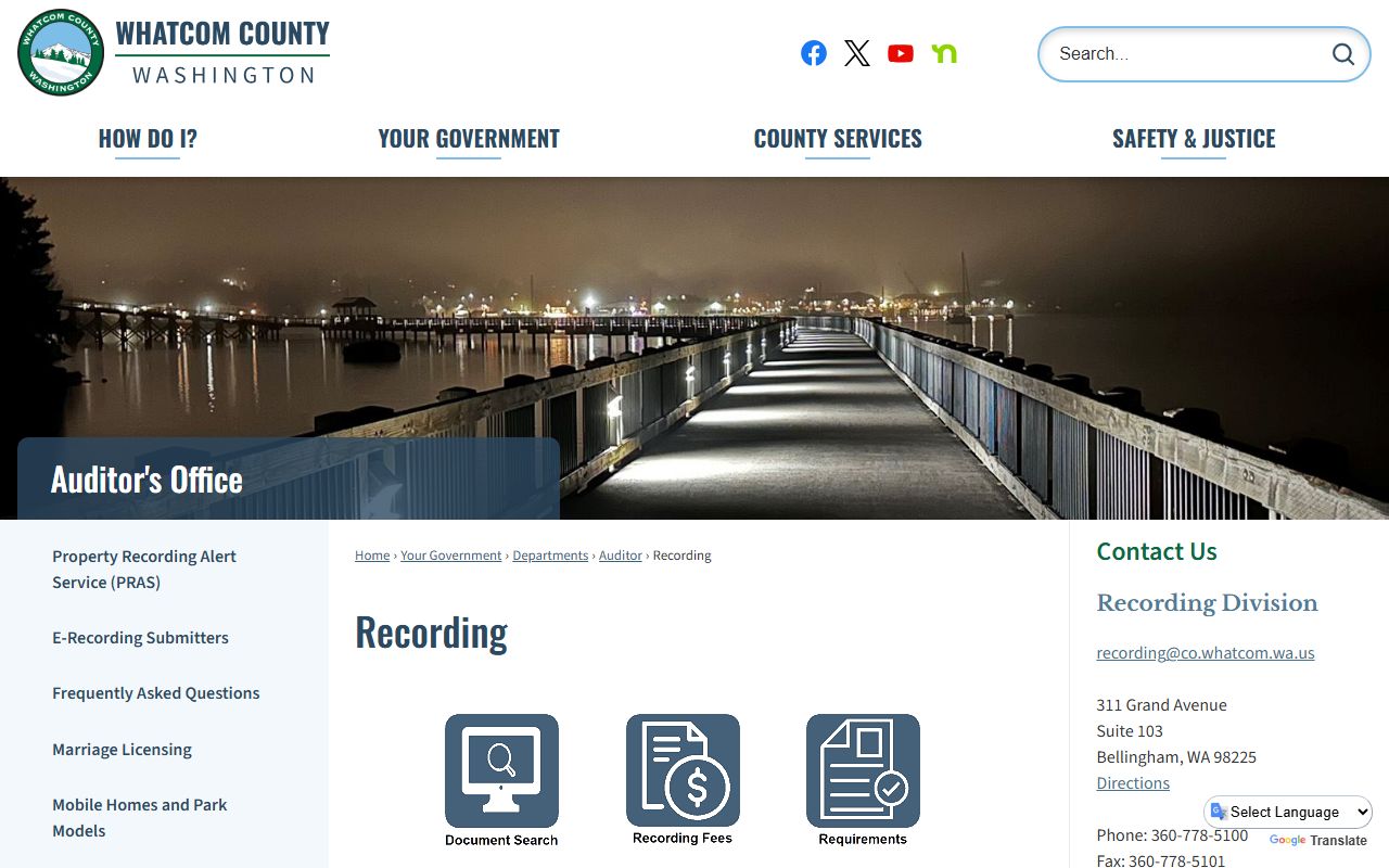 Whatcom County people search Auditor recording division