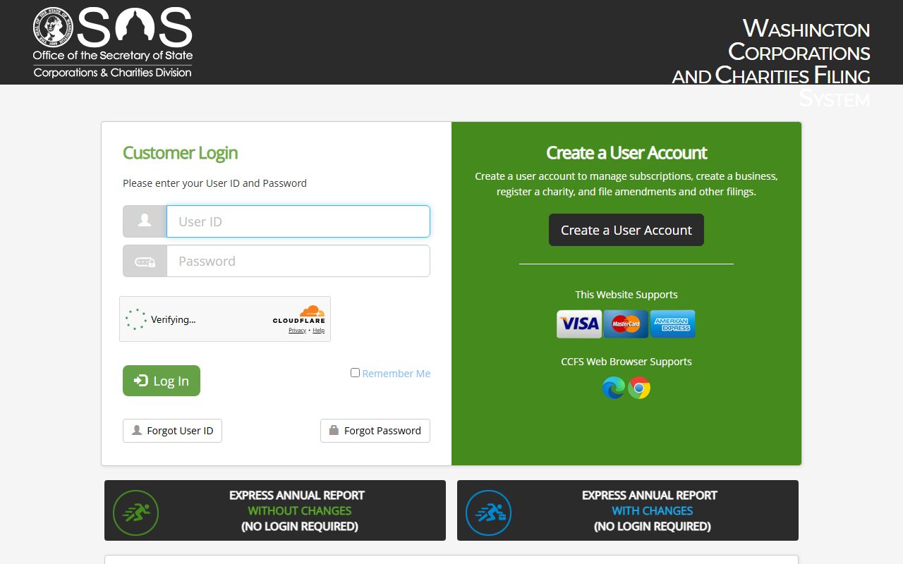 Washington Secretary of State corporation people search interface